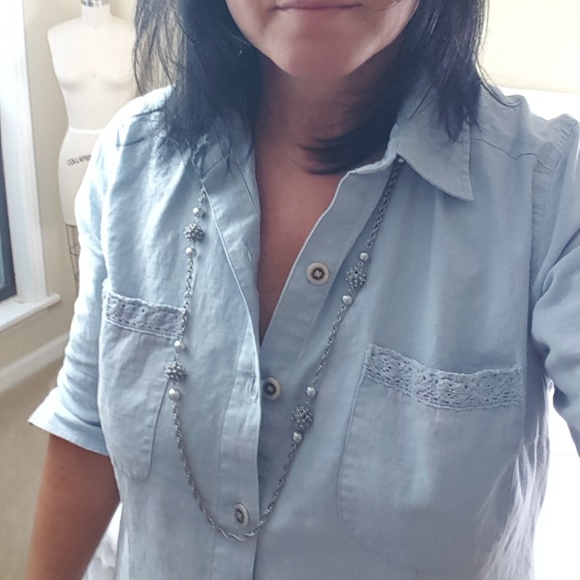 Silver and White Pearl Statement Necklace, NWOT - Picture 7 of 8